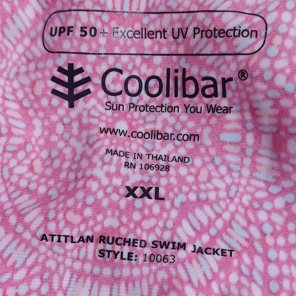 Coolibar Atitlan Ruched Swim Jacket Women's XXL Long Sleeve UPF 50+ Beach Pink - Picture 6 of 10